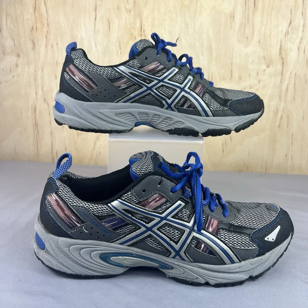 ASICS Gel Venture 5 Men's Size 9 Gray Blue Running Shoes Sneakers T5N3N Used